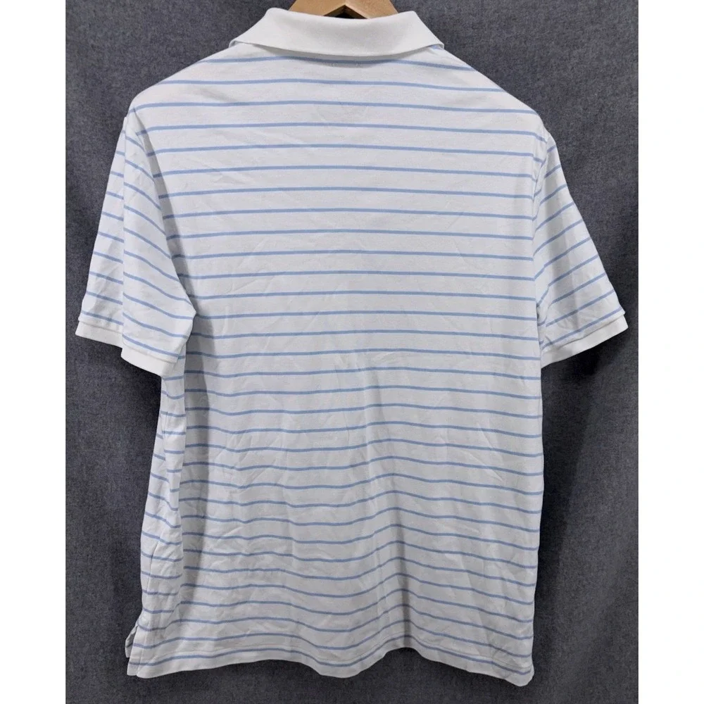 Polo Ralph Lauren Polo Shirt White Blue  Striped Large Flesh Pony Classic Fit